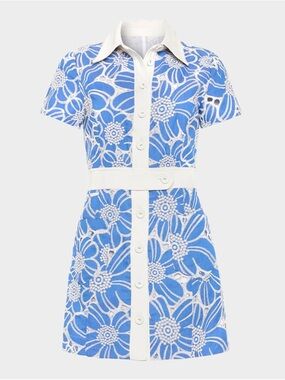 Ramy Brook Shannon Embroidered Chambray Mini Dress